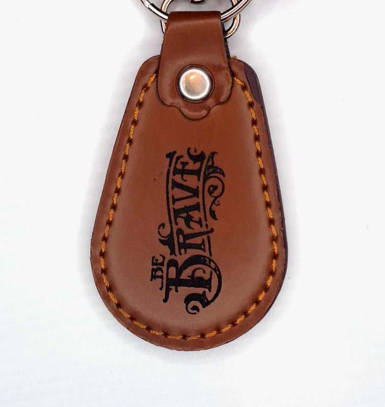 Engraved Leather Keyring - Half Oval Shape