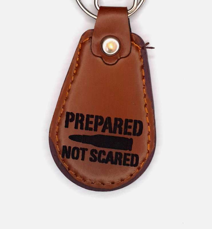 Engraved Leather Keyring - Half Oval Shape