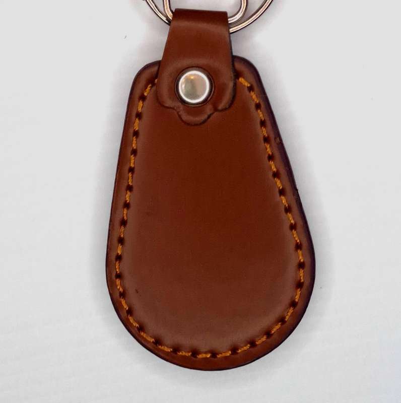 Engraved Leather Keyring - Half Oval Shape