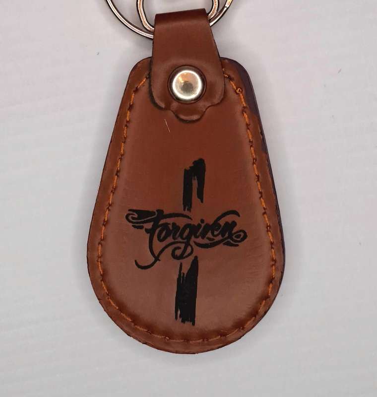 Engraved Leather Keyring - Half Oval Shape