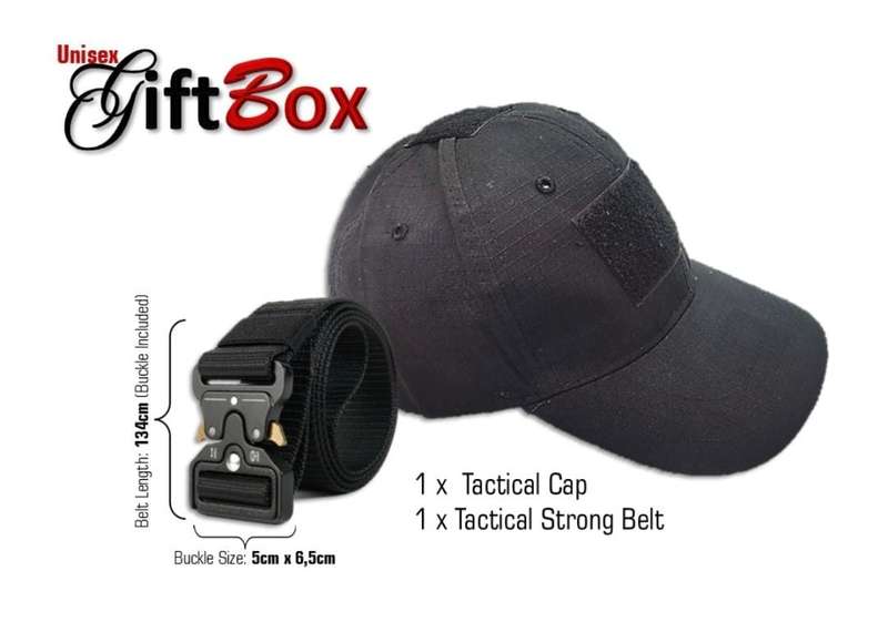 Black Velcro Cap and Black Belt Combo Gift Box Set