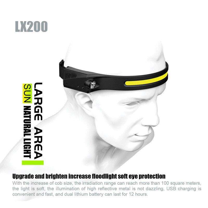 1200mAh USB Rechargeable 550LM COB LED Induction Riding Headlamp Hunting Flashlight Work Light 3Mode