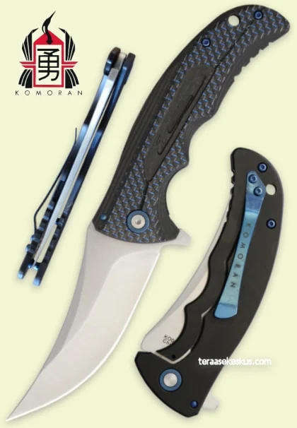 KO0028 Komoran Pocket Knife - Grey with blue Black pattern