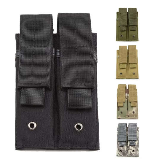Molle Magazine Pouch 1000D Nylon Double Layer Storage Bag Airsoft Rifle Intercom Storage Bag - Black