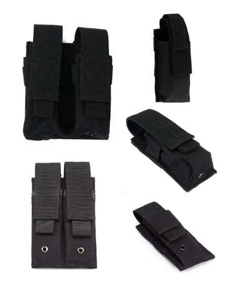 Molle Magazine Pouch 1000D Nylon Double Layer Storage Bag Airsoft Rifle Intercom Storage Bag - Black