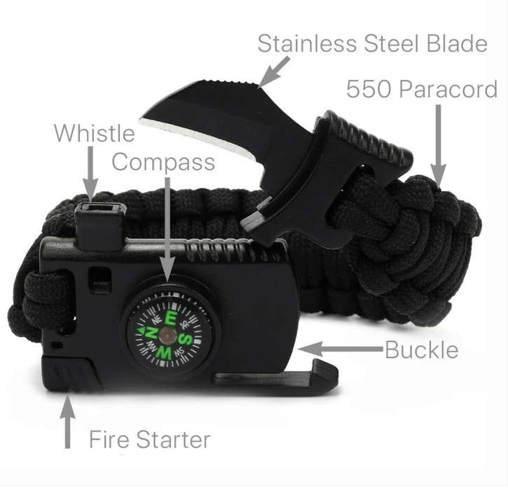 Paracord Survival Tactical 5 in 1 Armband with rope knife