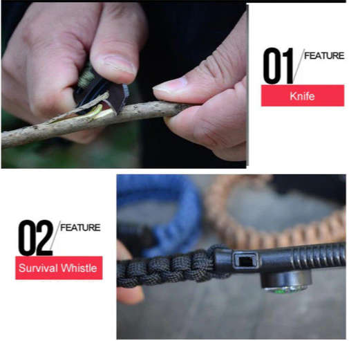 Paracord Survival Tactical 5 in 1 Armband with rope knife