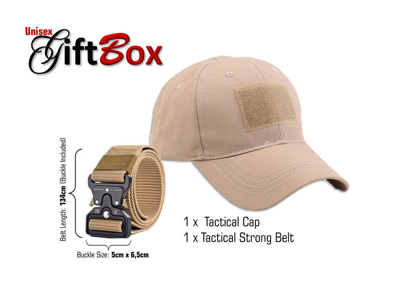 Khaki Velcro Cap + Khaki Belt Box Combo