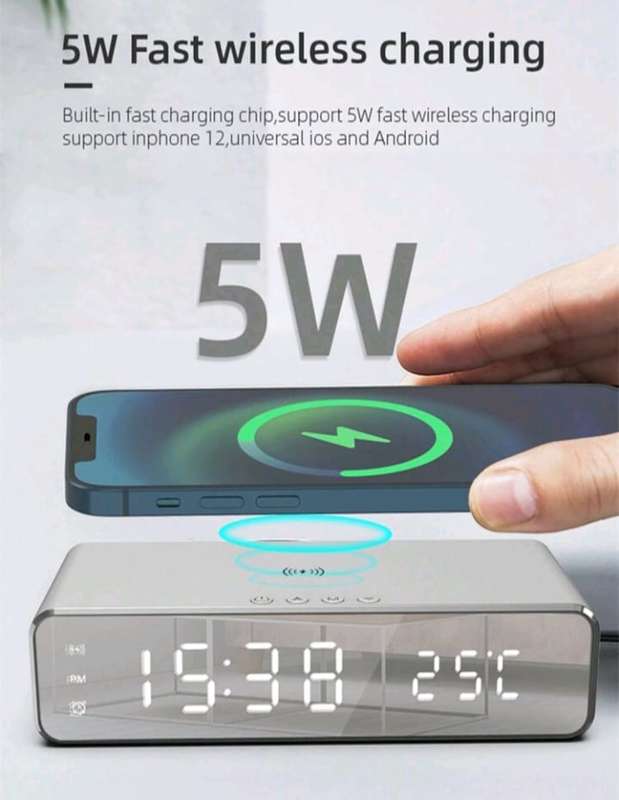 Wireless Charger Alarm Clock LED Display