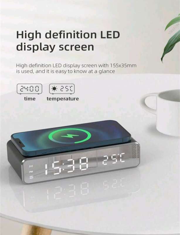 Wireless Charger Alarm Clock LED Display
