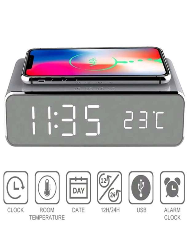 Wireless Charger Alarm Clock LED Display