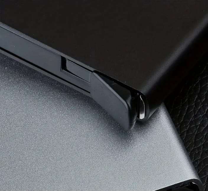 Auto Pop RFID Block Aluminum Credit Card Holder - Black