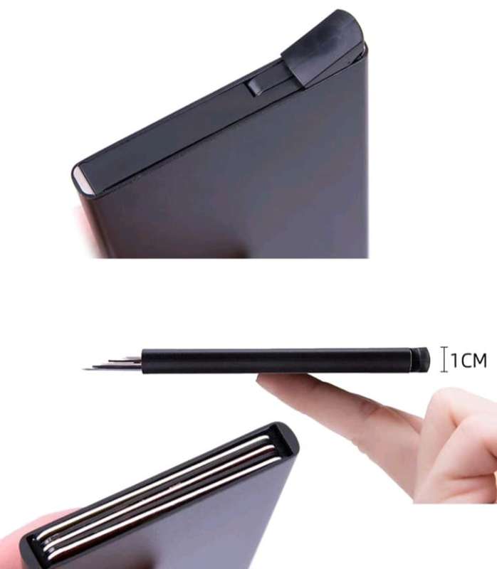 Auto Pop RFID Block Aluminum Credit Card Holder - Black