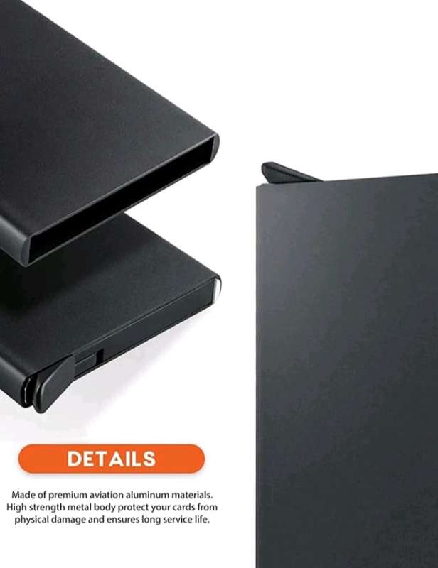 Auto Pop RFID Block Aluminum Credit Card Holder - Black
