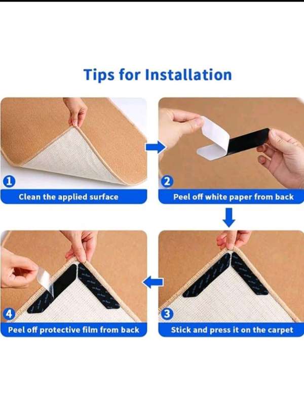 Reusable Anti-Slip Rug Grip Tape 8 Pieces