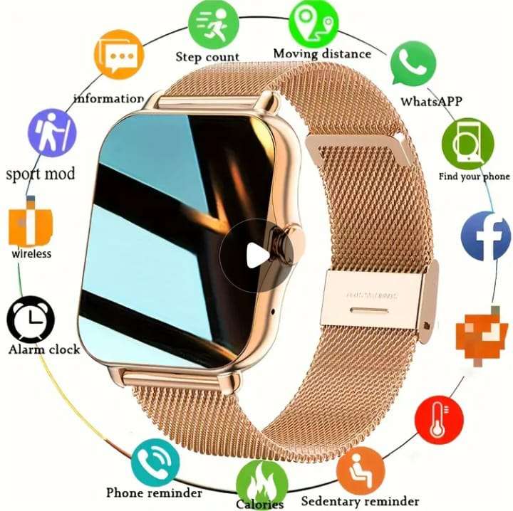 Full Touch Smart Watch with Gold Strap plus a Silicone Strap