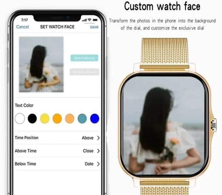 Full Touch Smart Watch with Gold Strap plus a Silicone Strap