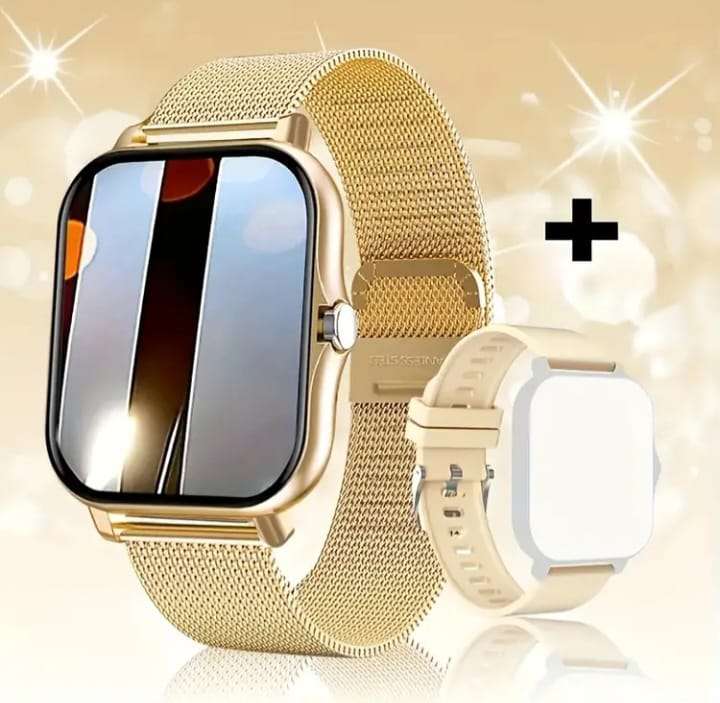 Full Touch Smart Watch with Gold Strap plus a Silicone Strap