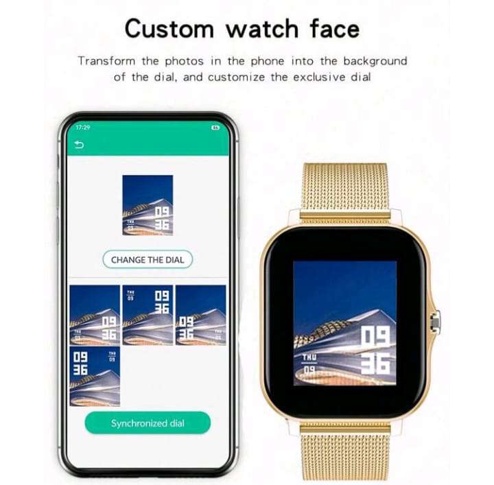 Full Touch Smart Watch with Gold Strap plus a Silicone Strap