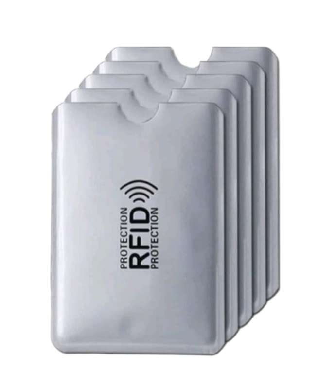 Slim Anti RFID Blocking Card Sleeves 5 Pieces - Silver