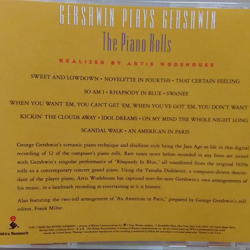 Gershwin (CD) Plays Gershwin - The Piano Rolls