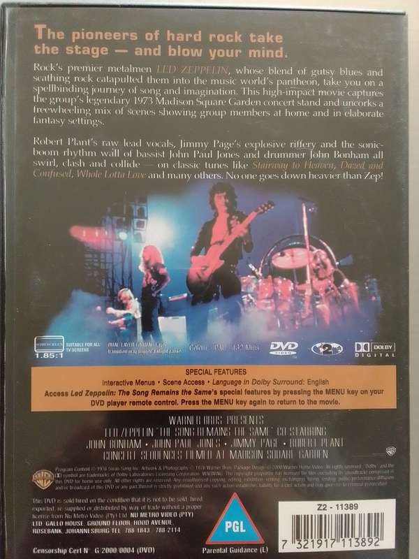 Led Zeppelin (DVD) The Song Remains The Same