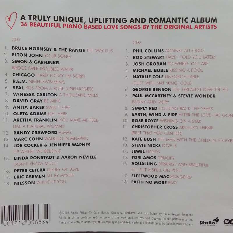 Piano Love Songs (CD) Compilation - Double