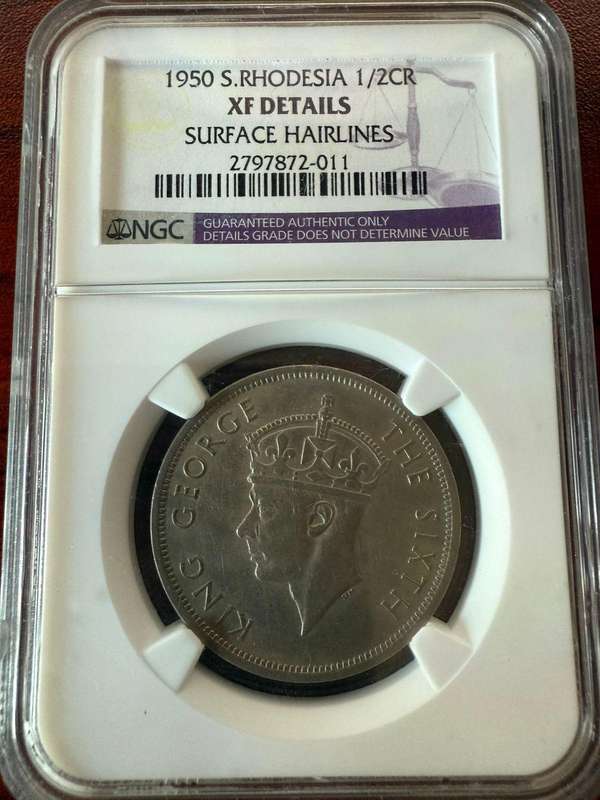 1950 RHODESIA HALF CROWN