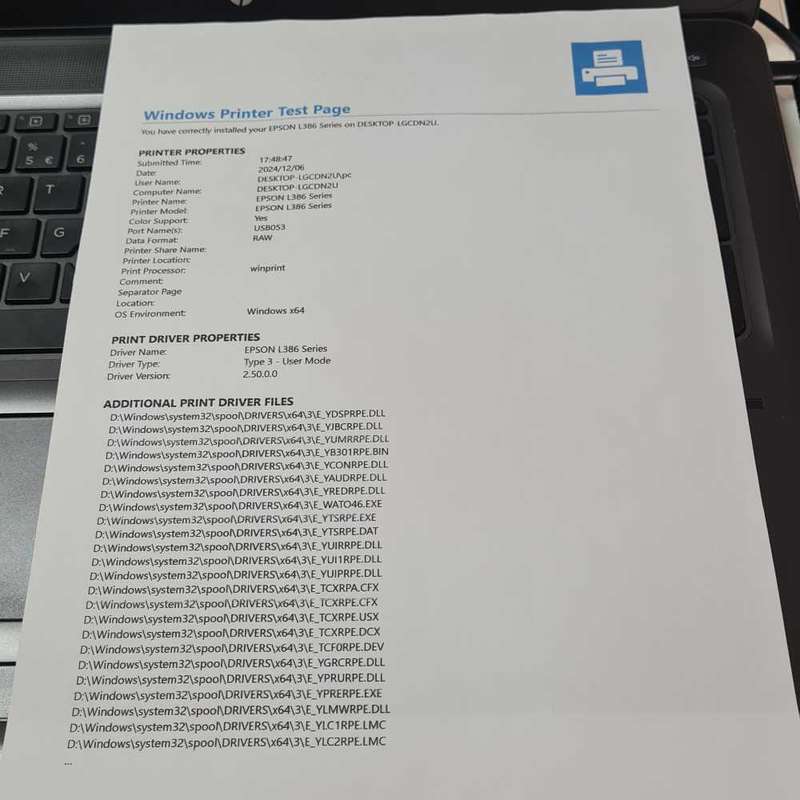 Wireless Epson Ecotank l386 printer