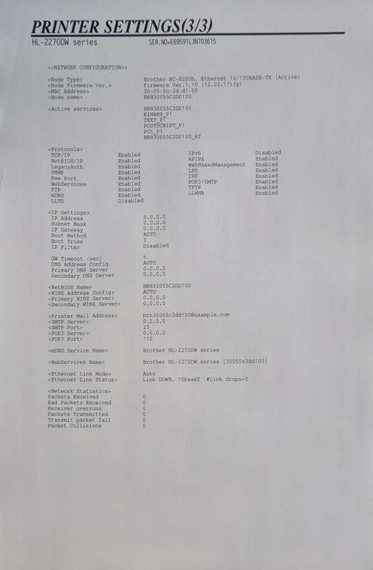 Brother Laser Printer with 100% level Toner.