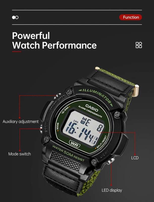 CASIO W- Digital Watch Casual Timepiece 50m