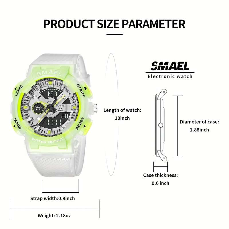 Dual Display Shock Resistant Digital Watch (Color: Golden)