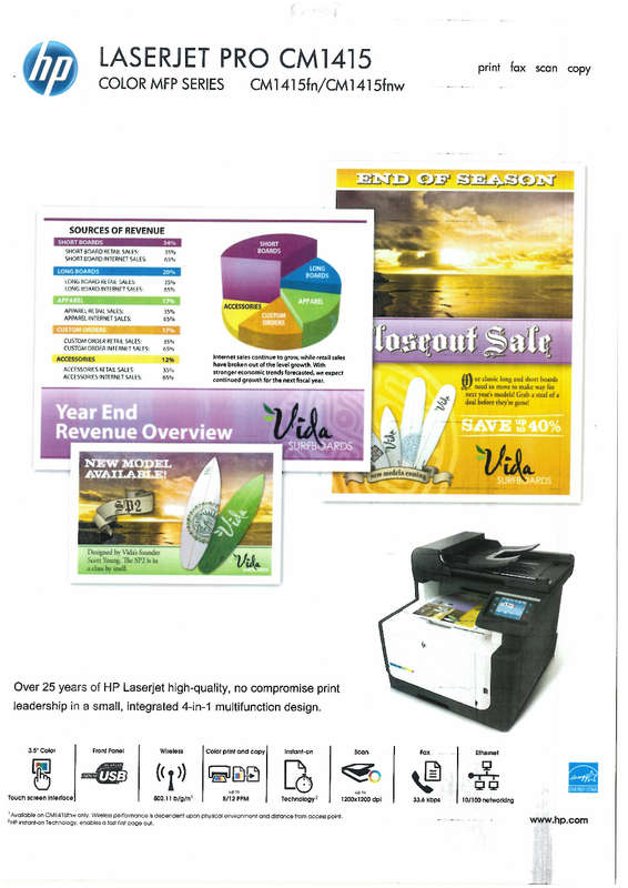 HP laserjet pro CM1415fn wireless color multifunctional printer