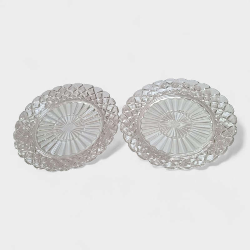 2 cut glass side plates 180mm