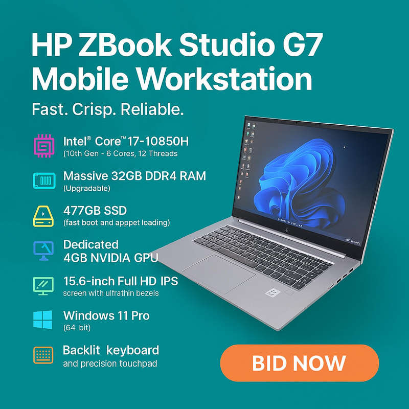 32GB ram, 4GB Graphics card (dedicated) G7 Mobile Powerhouse Workstation  Intel i7 10th Gen