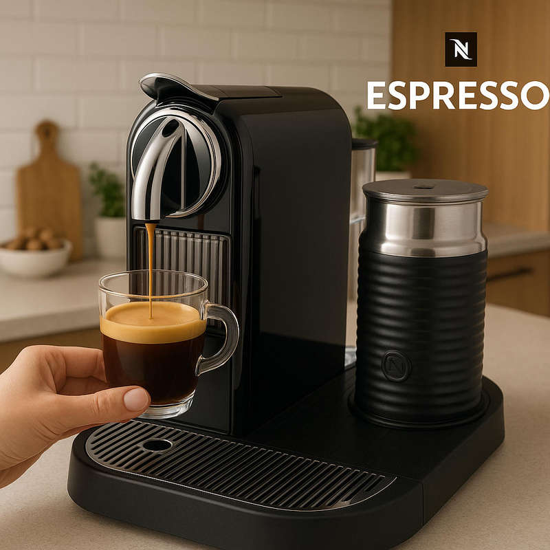 DeLonghi's Nespresso Cappuccino and Espresso machine with milk frother