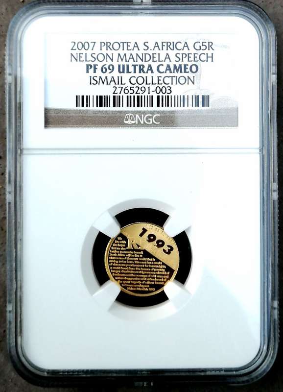 2007 Protea 1/10 GOLD R5 Nelson Mandela speech