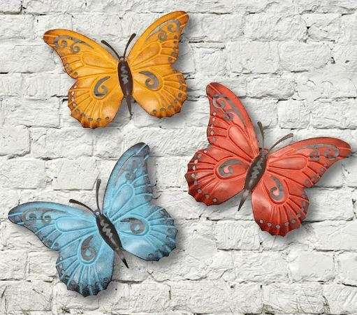 3 x BIG BUTTERFLIES - Iron - Wall Decor