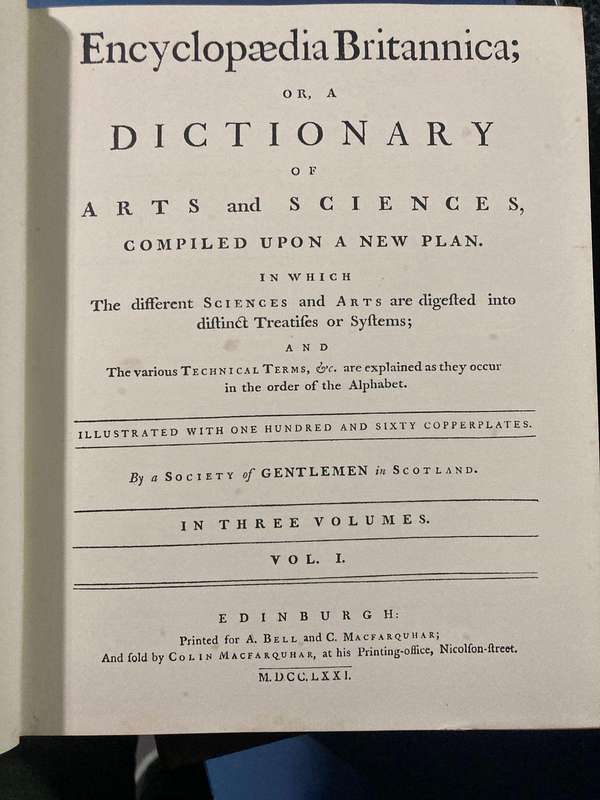 Encyclopedia Britannica Facsimile First Edition (3 Volumes)