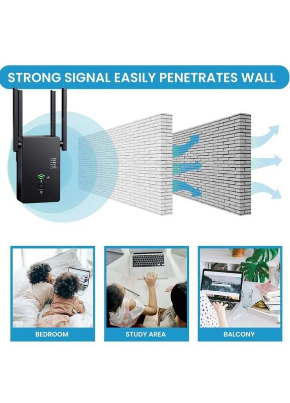 1200Mbps Wireless WiFi Range Extender Repeater-Q-W012 AC Duo-Bands 2.4/5ghz -Black