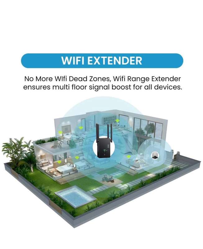 1200Mbps Wireless WiFi Range Extender Repeater-Q-W012 AC Duo-Bands 2.4/5ghz -Black