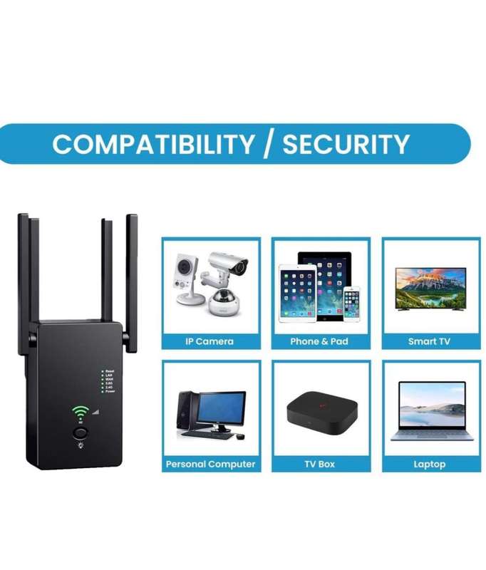 1200Mbps Wireless WiFi Range Extender Repeater-Q-W012 AC Duo-Bands 2.4/5ghz -Black