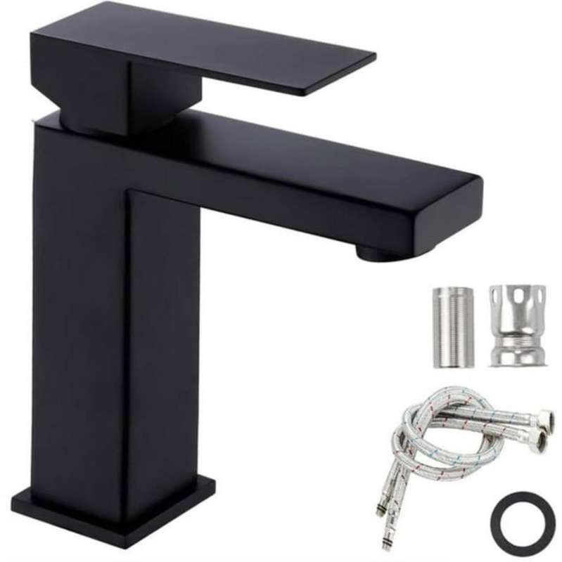 Single Lever Square Basin Mixer Matt Black Basin Mixer Faucet