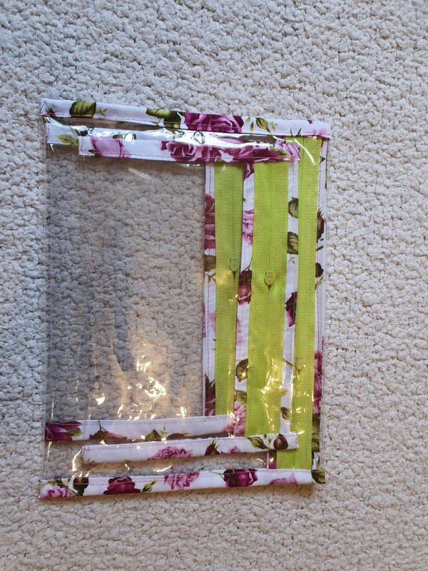 Clear Zipped Bag Set Green Floral