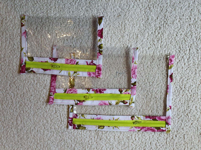 Clear Zipped Bag Set Green Floral