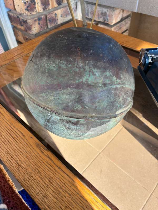 LARGE ANTIQUE NAUTICAL COPPER FLOAT BUOY BALL