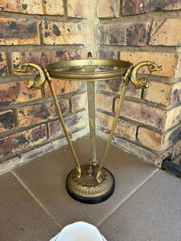 Vintage Handcrafted Brass Lion / Leo Crystal Ball Stand / Holder