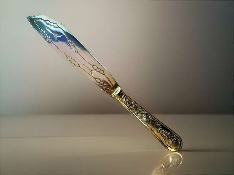 A Tivoli made in Italy original 24ct gold plated cake knife