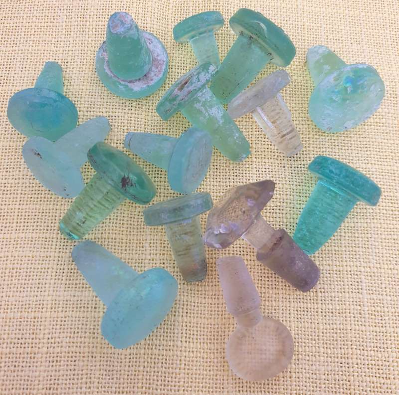 15 x Very old glass bottle stoppers