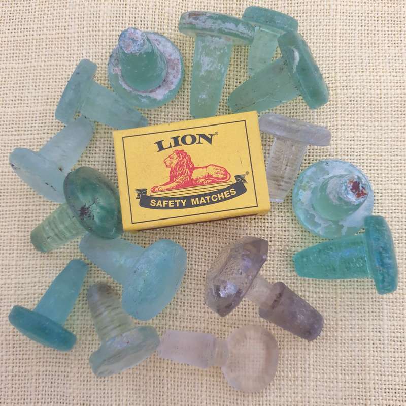 15 x Very old glass bottle stoppers